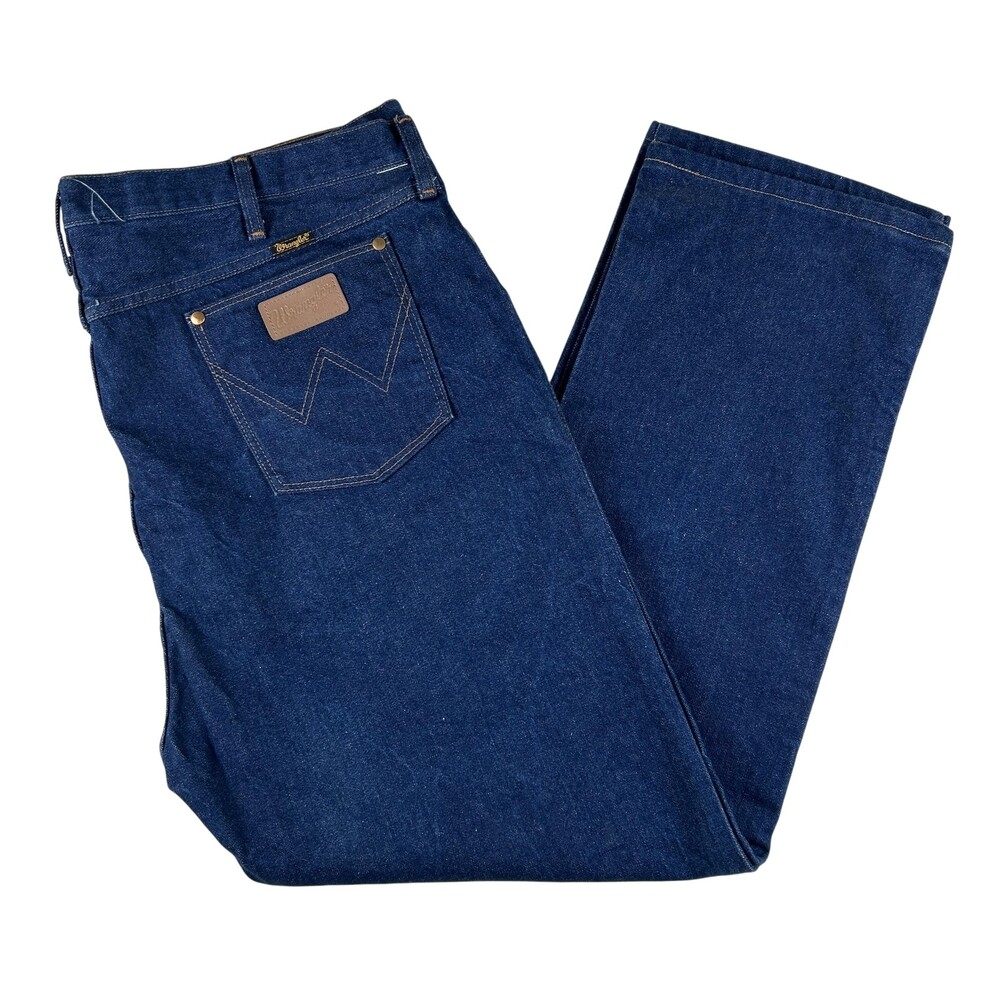 Vintage Wrangler Cowboy Cut Jeans Mens 46x32 Dark Wash Denim 13MWZ 70s USA Made